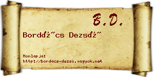 Bordács Dezső névjegykártya